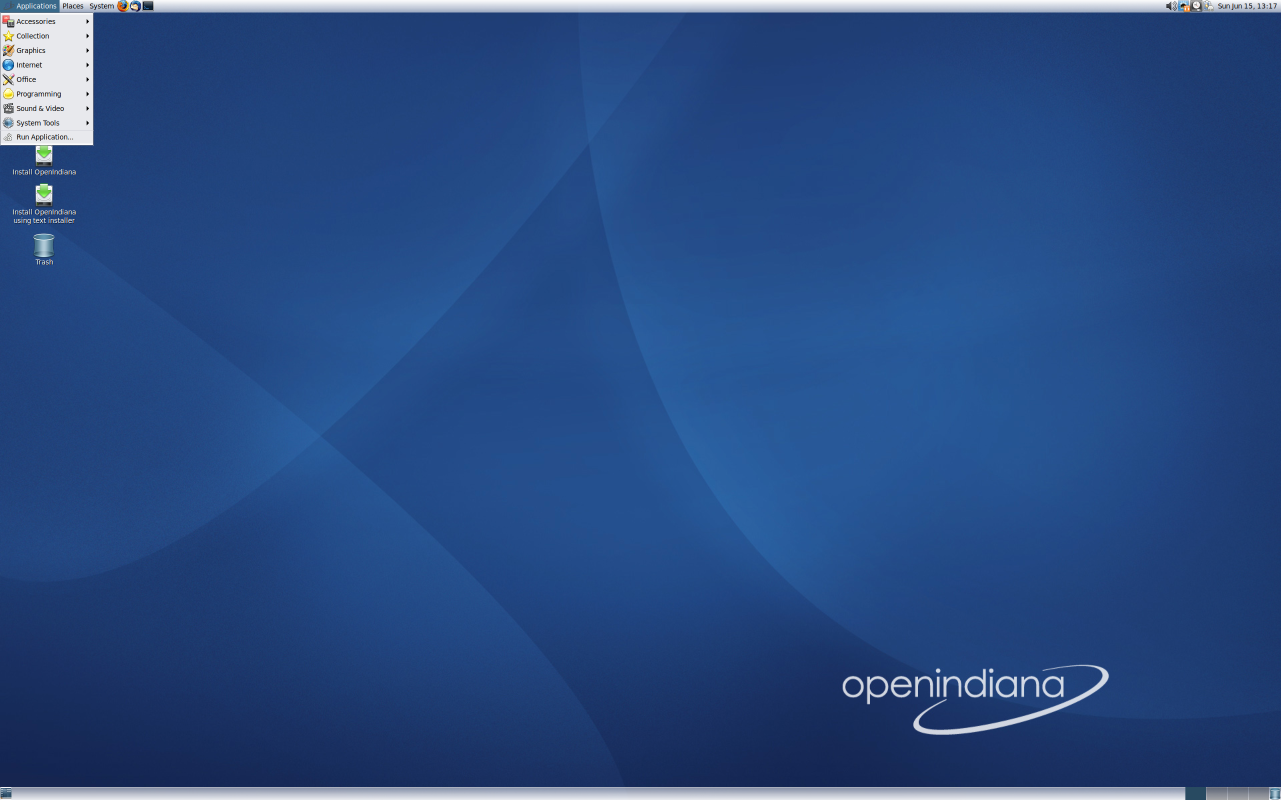 OpenIndiana desktop screenshot: 20250606