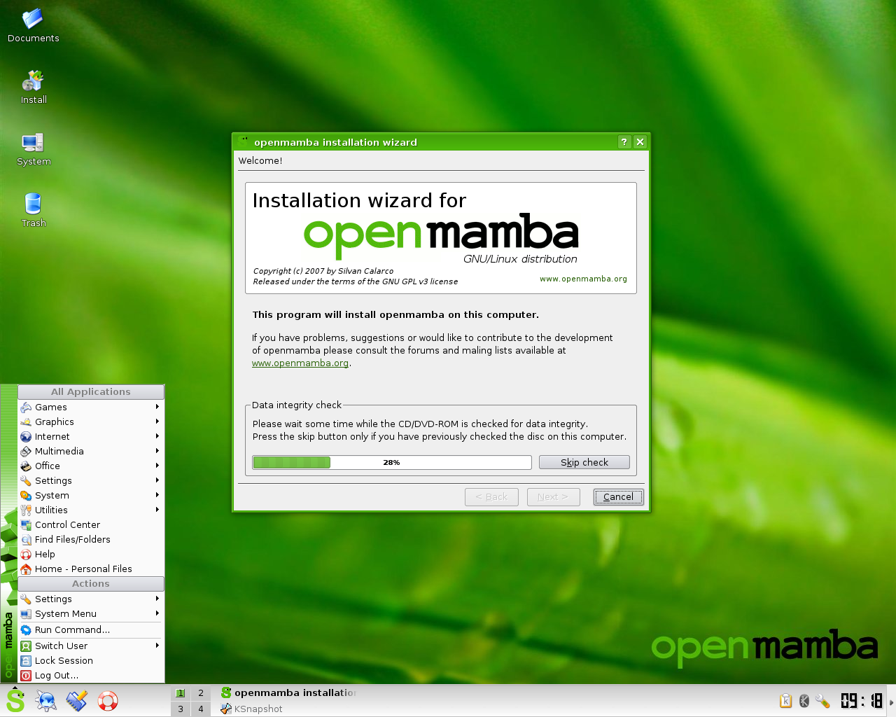 openmamba desktop screenshot: snapshot