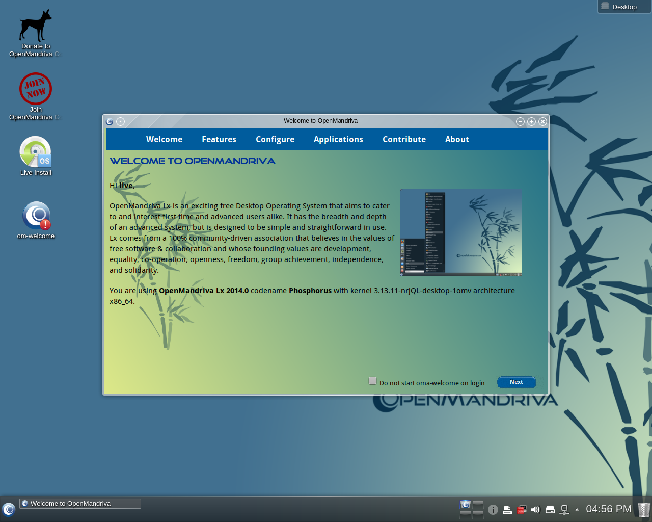 OpenMandriva desktop screenshot: 2014.0 desktop