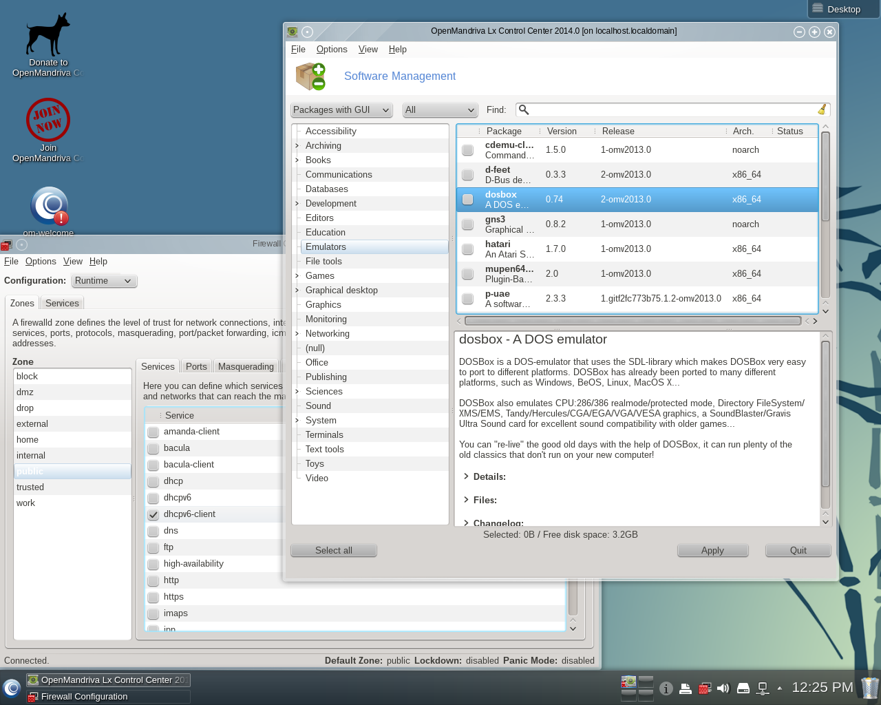 OpenMandriva desktop screenshot: 2014.0 packages