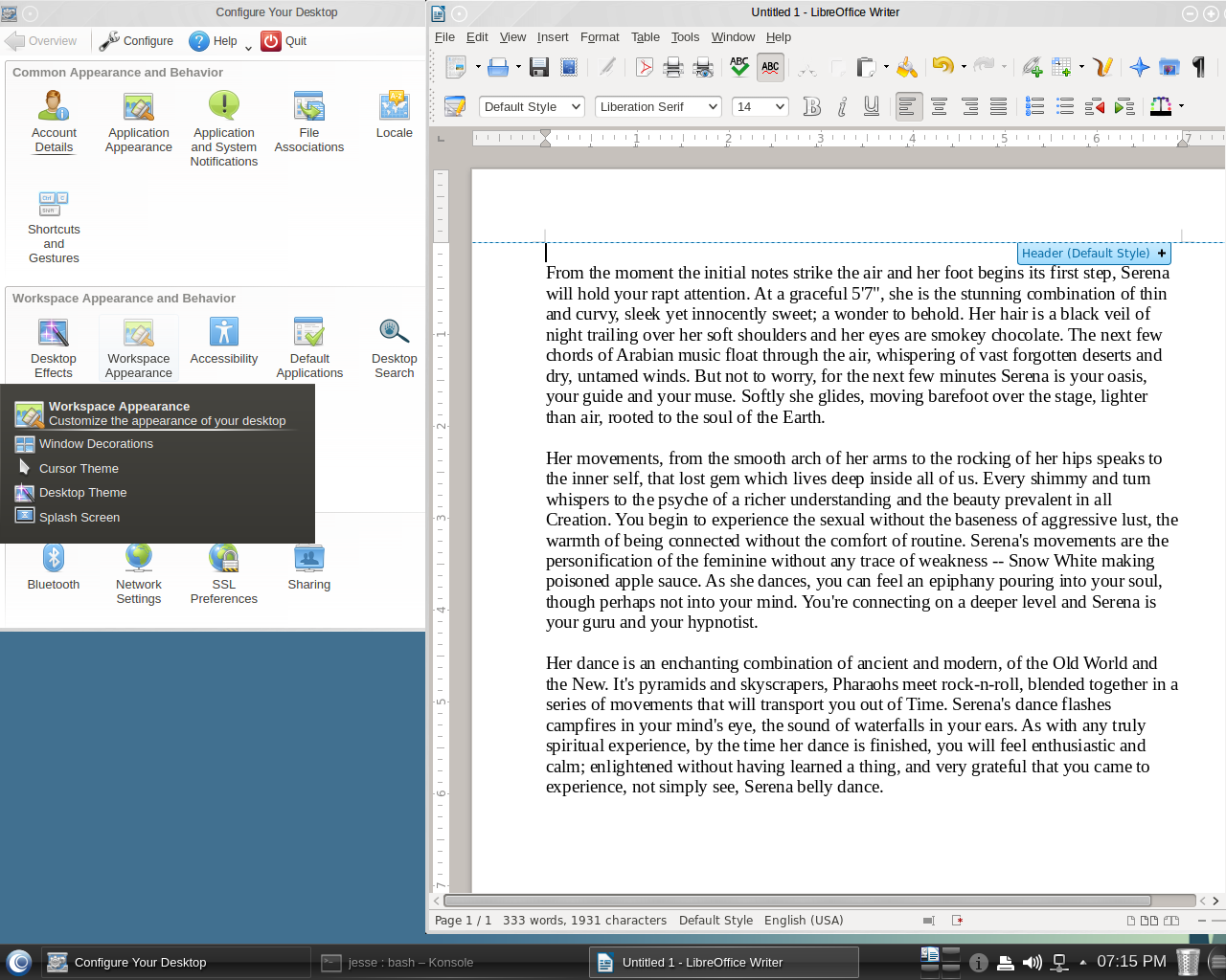 OpenMandriva desktop screenshot: 2014.1 settings