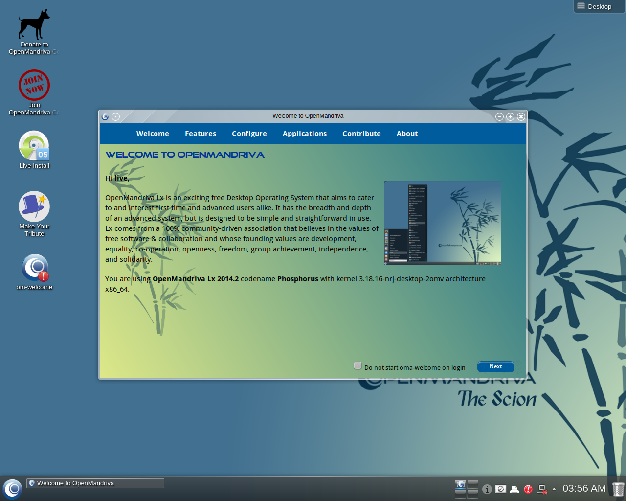 OpenMandriva desktop screenshot: 2014.2