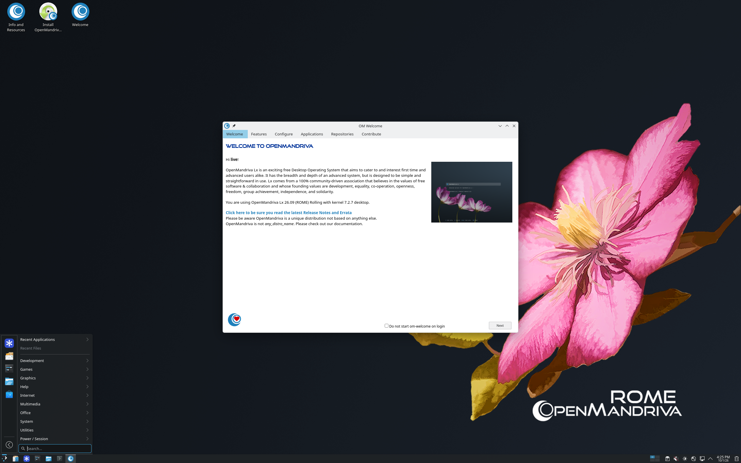 OpenMandriva desktop screenshot: 26.09 kde