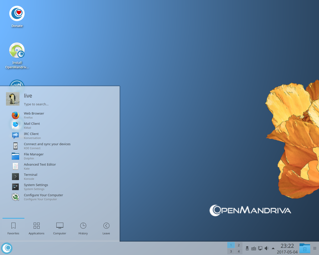 OpenMandriva desktop screenshot: 3.01.1