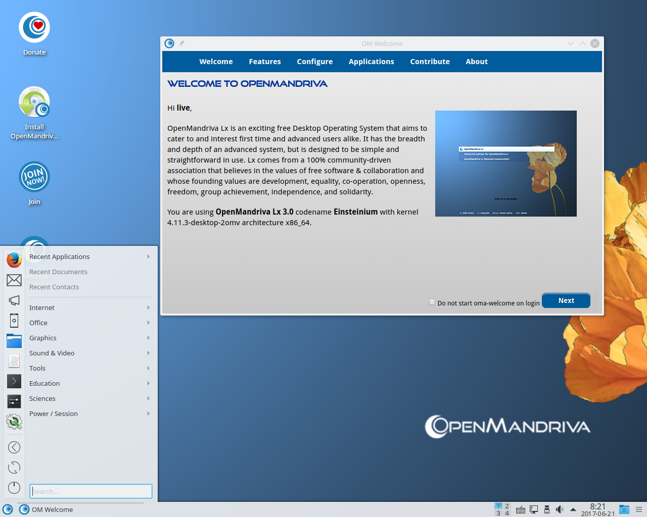 OpenMandriva desktop screenshot: 3.02
