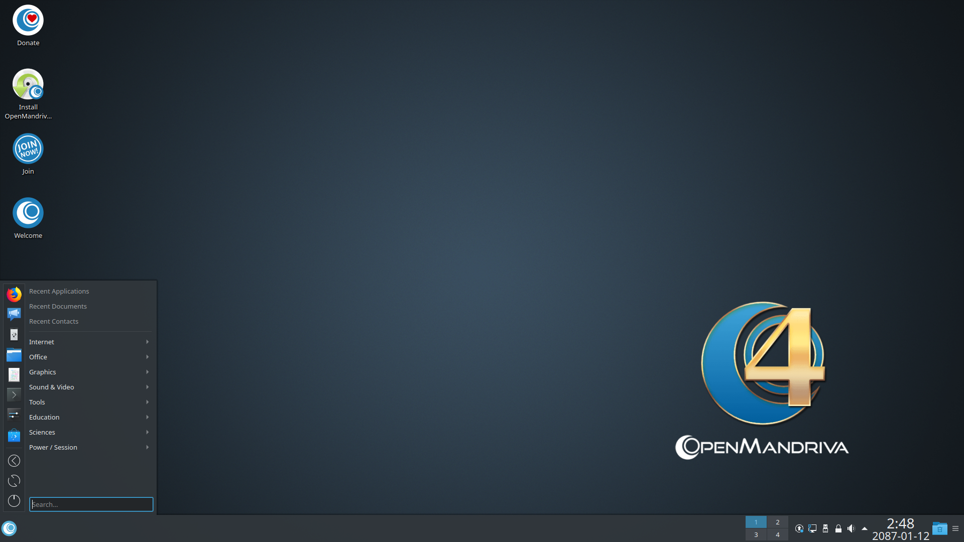OpenMandriva desktop screenshot: 4.0 alpha1
