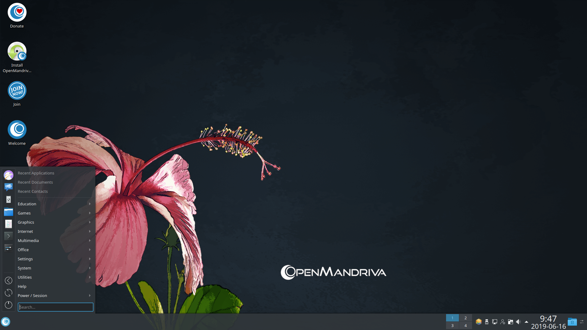 OpenMandriva desktop screenshot: 4.0