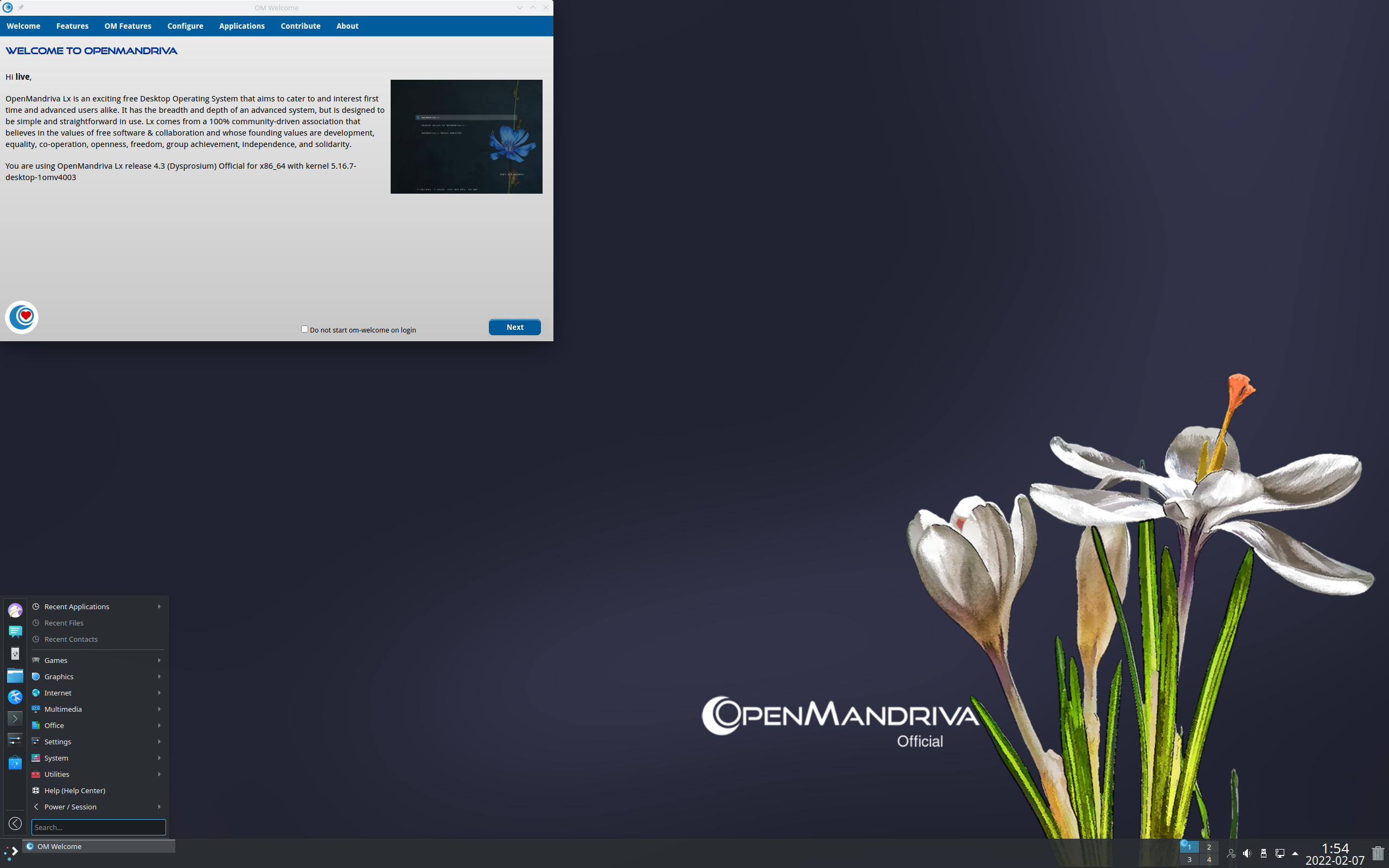 OpenMandriva desktop screenshot: 4.3