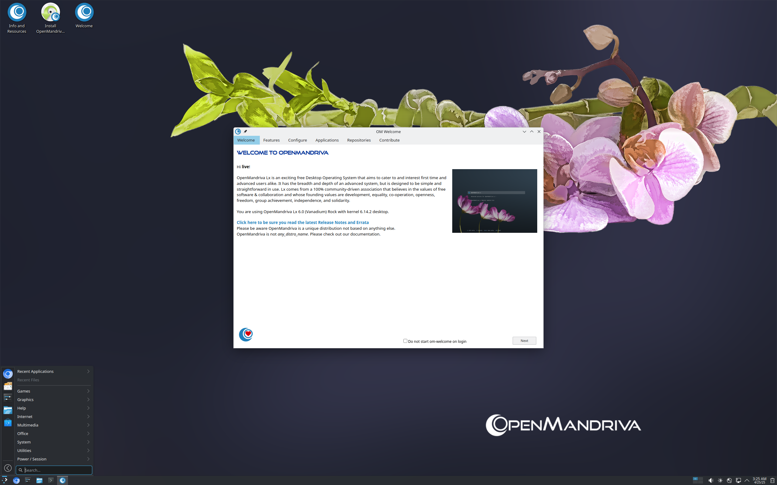 OpenMandriva desktop screenshot: 6.0