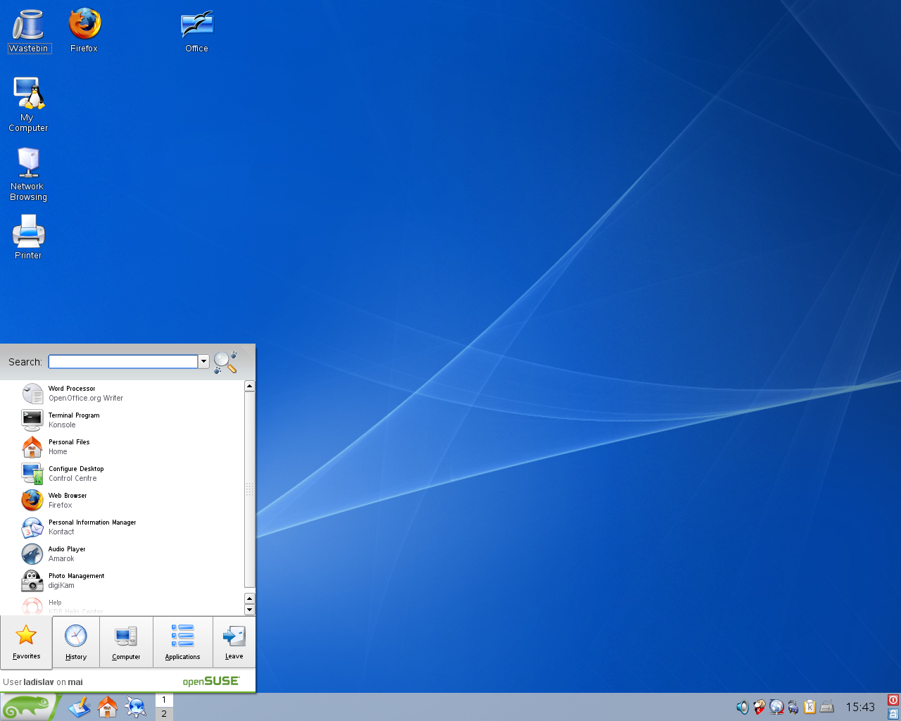 openSUSE desktop screenshot: 10.2