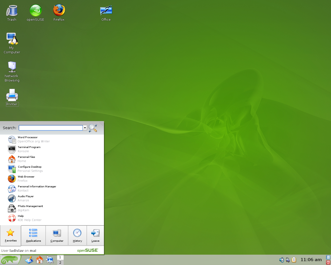 openSUSE desktop screenshot: 10.3 alpha7