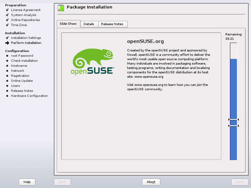 openSUSE desktop screenshot: 10.3 installer