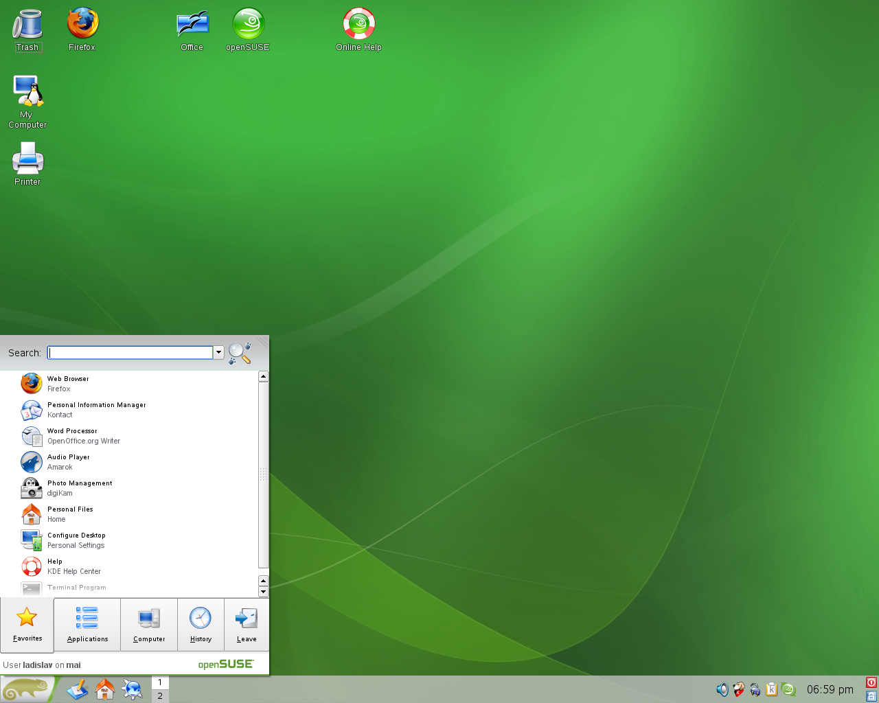 openSUSE desktop screenshot: 10.3