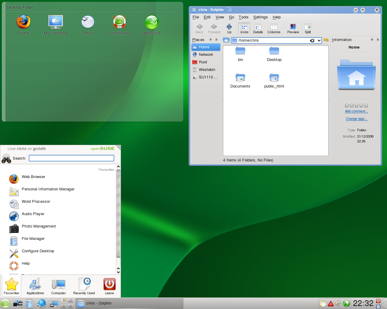 openSUSE desktop screenshot: 11.1 kde desktop