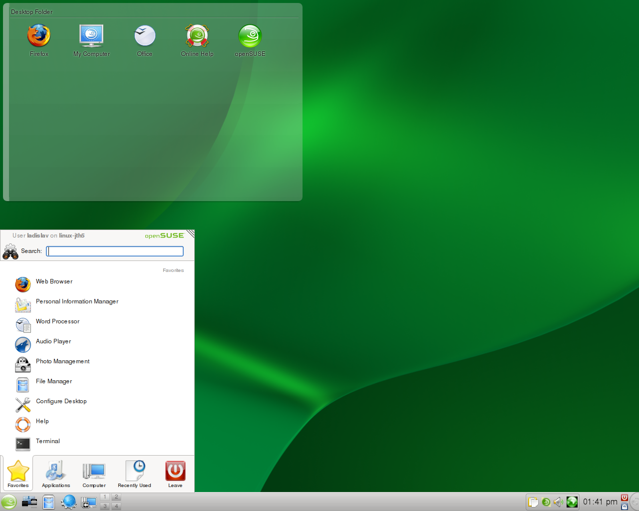 openSUSE desktop screenshot: 11.1