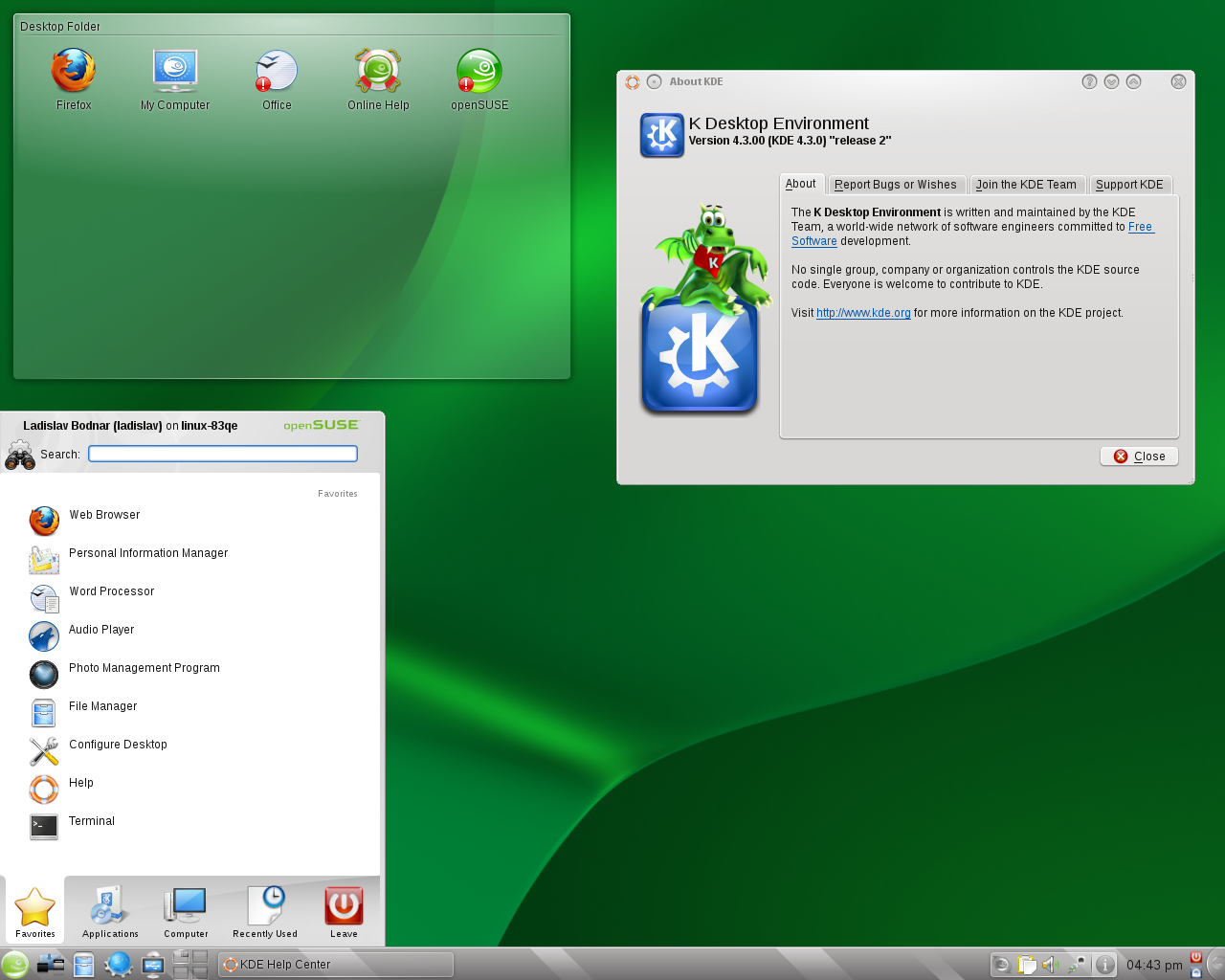 openSUSE desktop screenshot: 11.2 milestone5