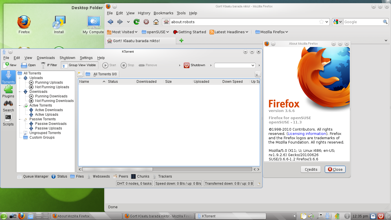 openSUSE desktop screenshot: 11.3 internet