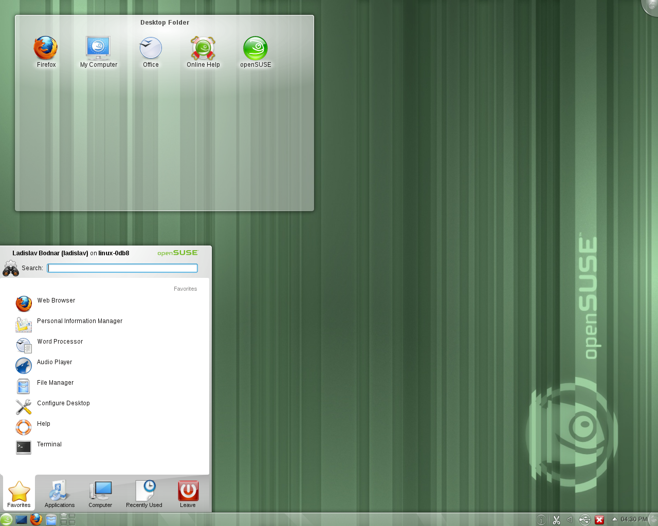 openSUSE desktop screenshot: 11.4