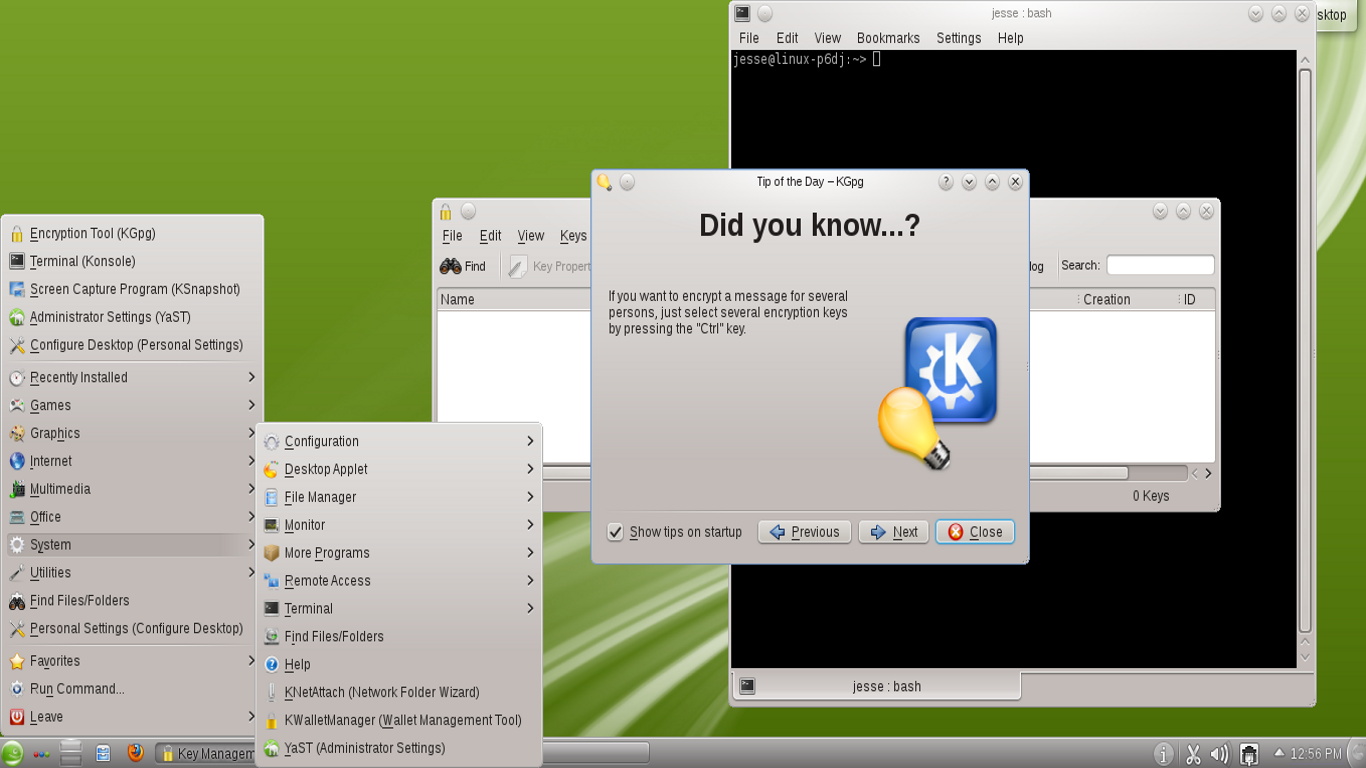 openSUSE desktop screenshot: 12.1 apps