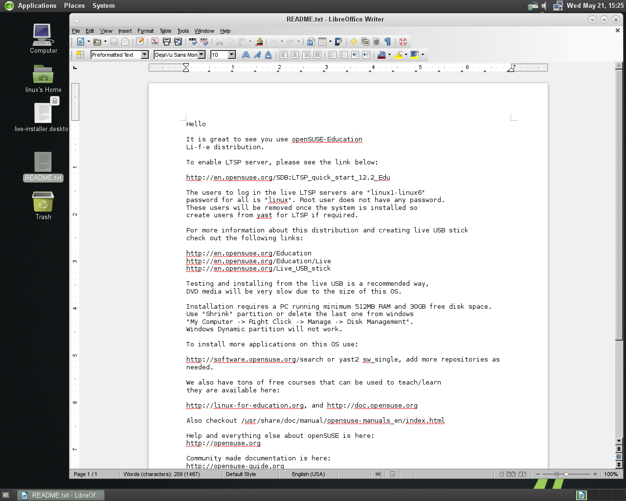 openSUSE desktop screenshot: 13.1.1 edulife mate