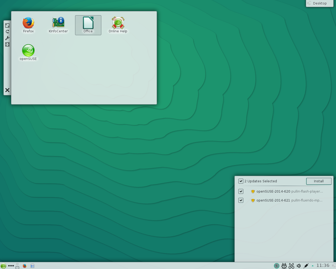 openSUSE desktop screenshot: 13.2 updates