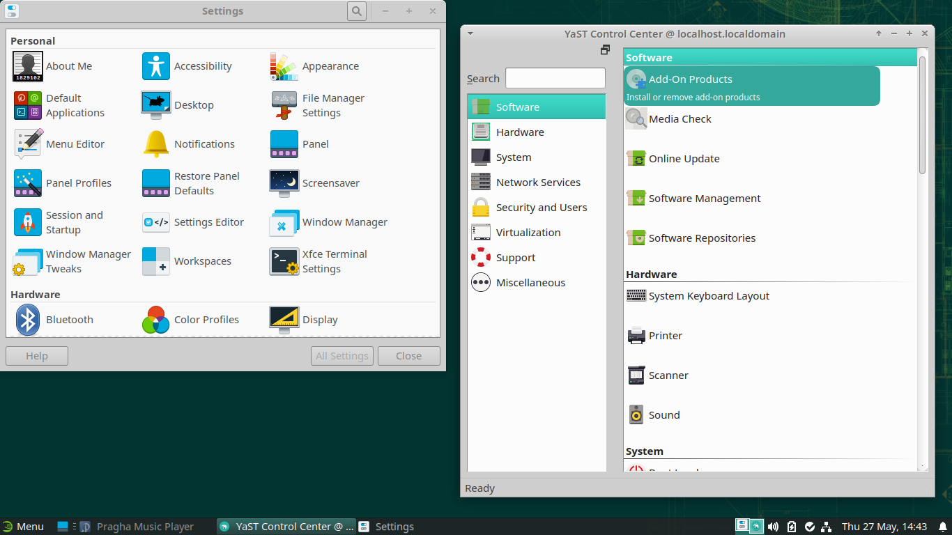 openSUSE desktop screenshot: 15.3 settings