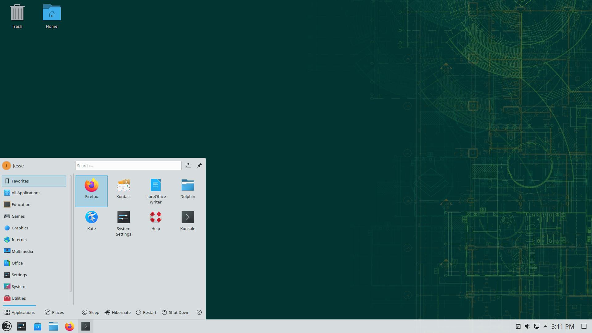 openSUSE desktop screenshot: 15.4 menu