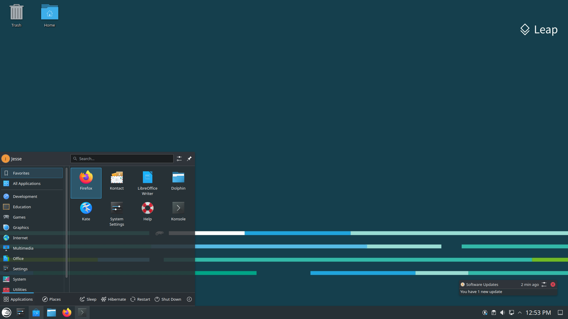 openSUSE desktop screenshot: 15.5 dark