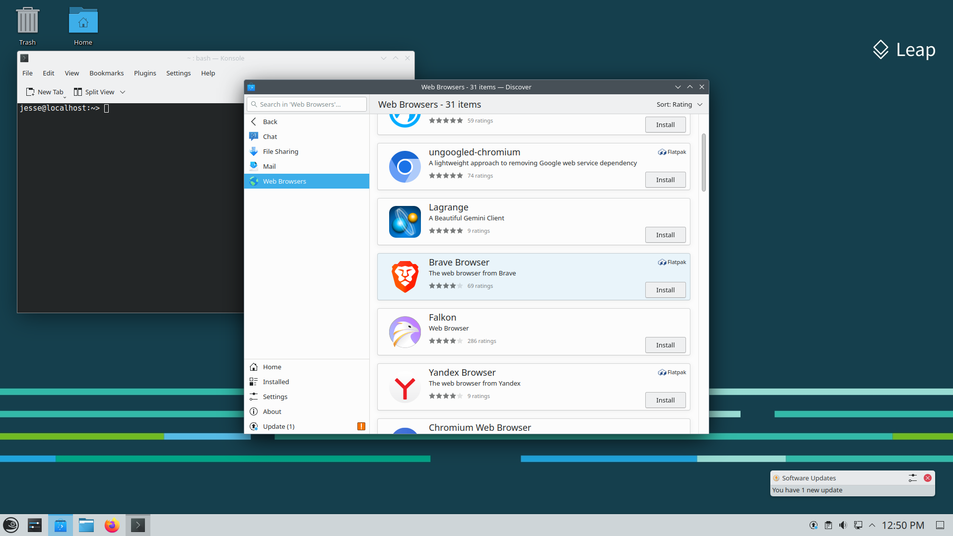 openSUSE desktop screenshot: 15.5 discover