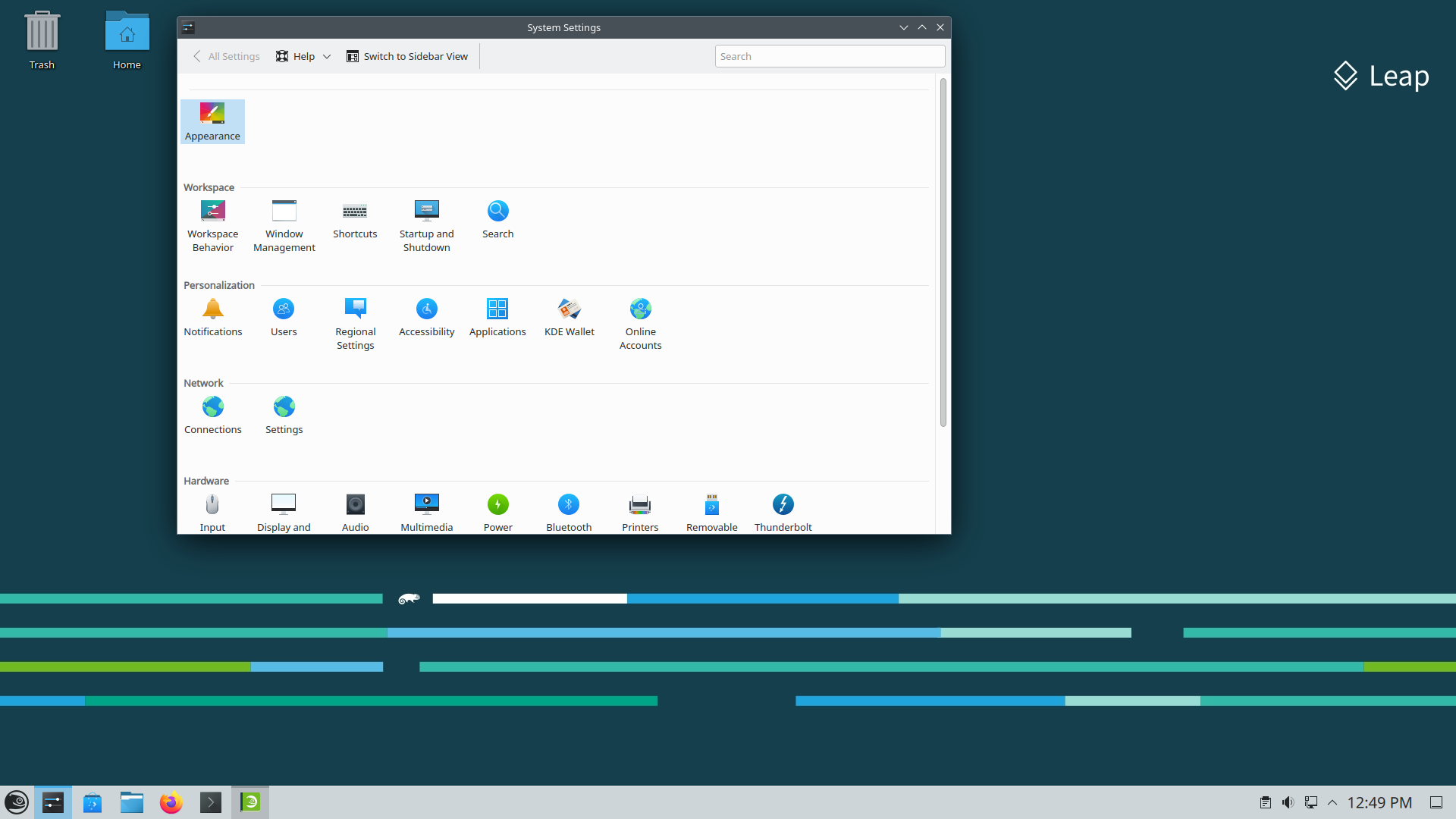 openSUSE desktop screenshot: 15.5 settings