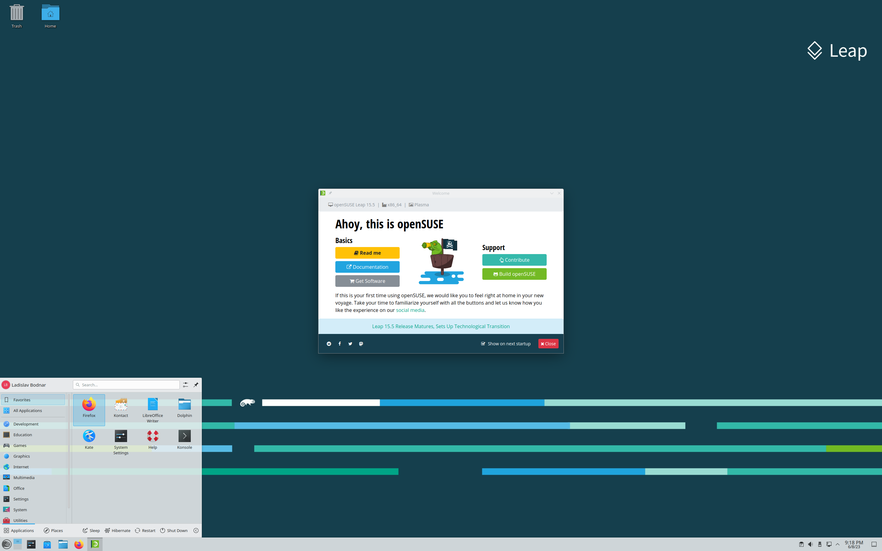 openSUSE desktop screenshot: 15.5
