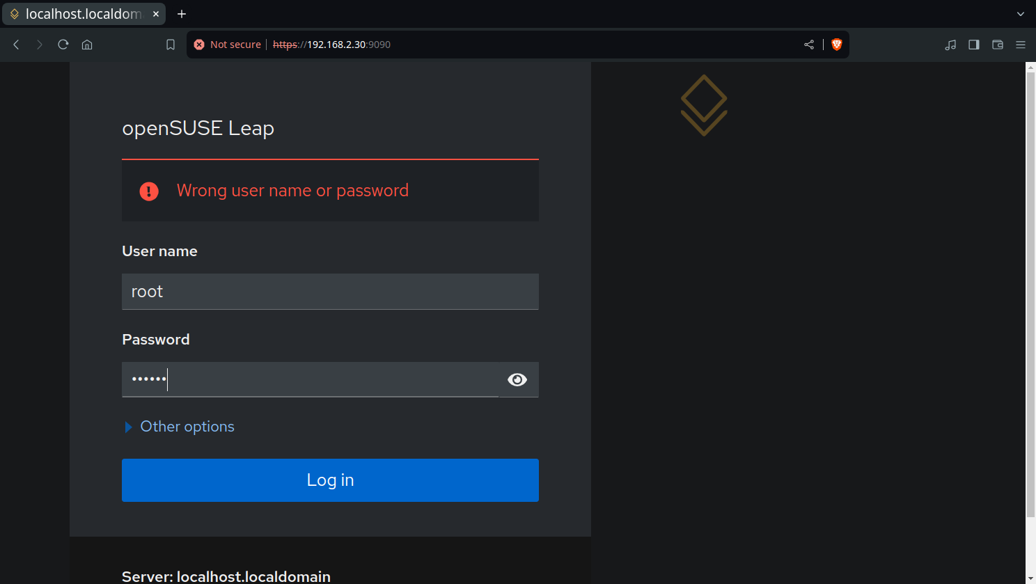openSUSE desktop screenshot: 15.6 cockpit login