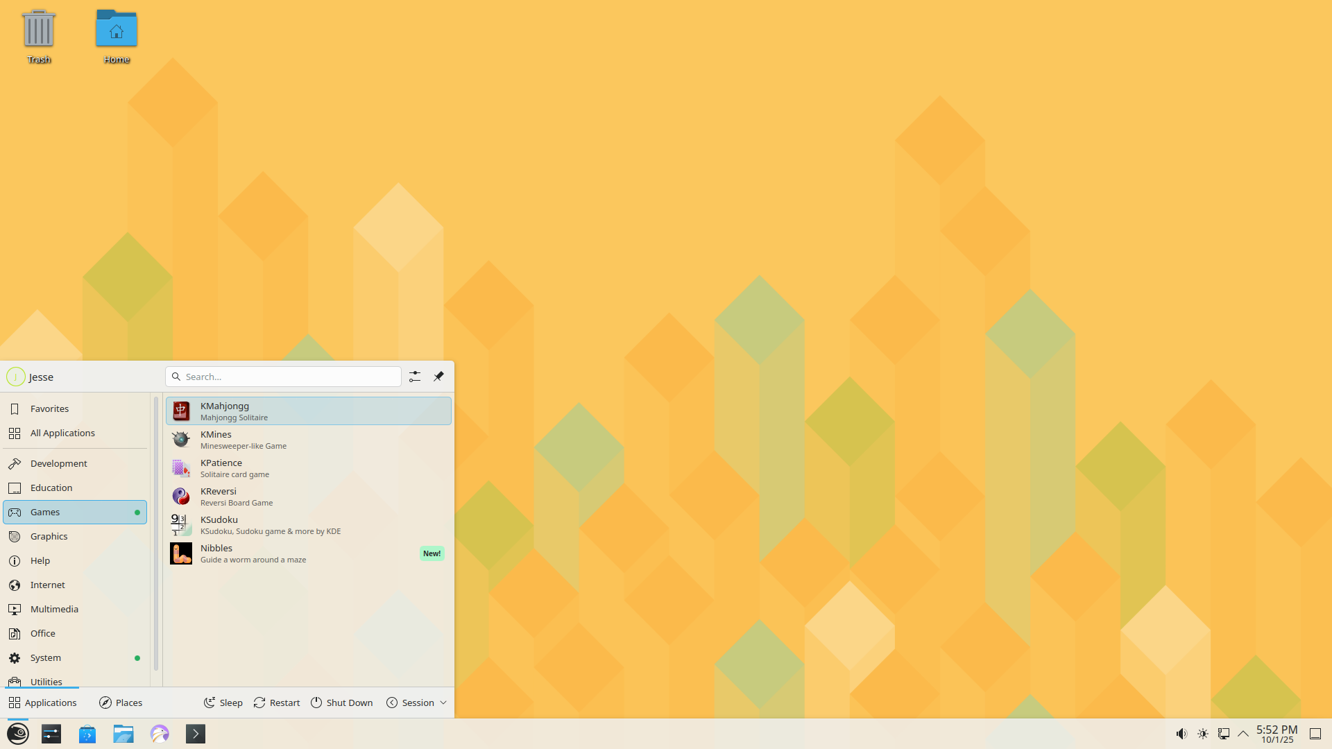openSUSE desktop screenshot: 16.0 menu