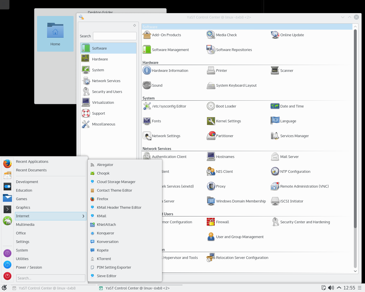 openSUSE desktop screenshot: 42.1 yast