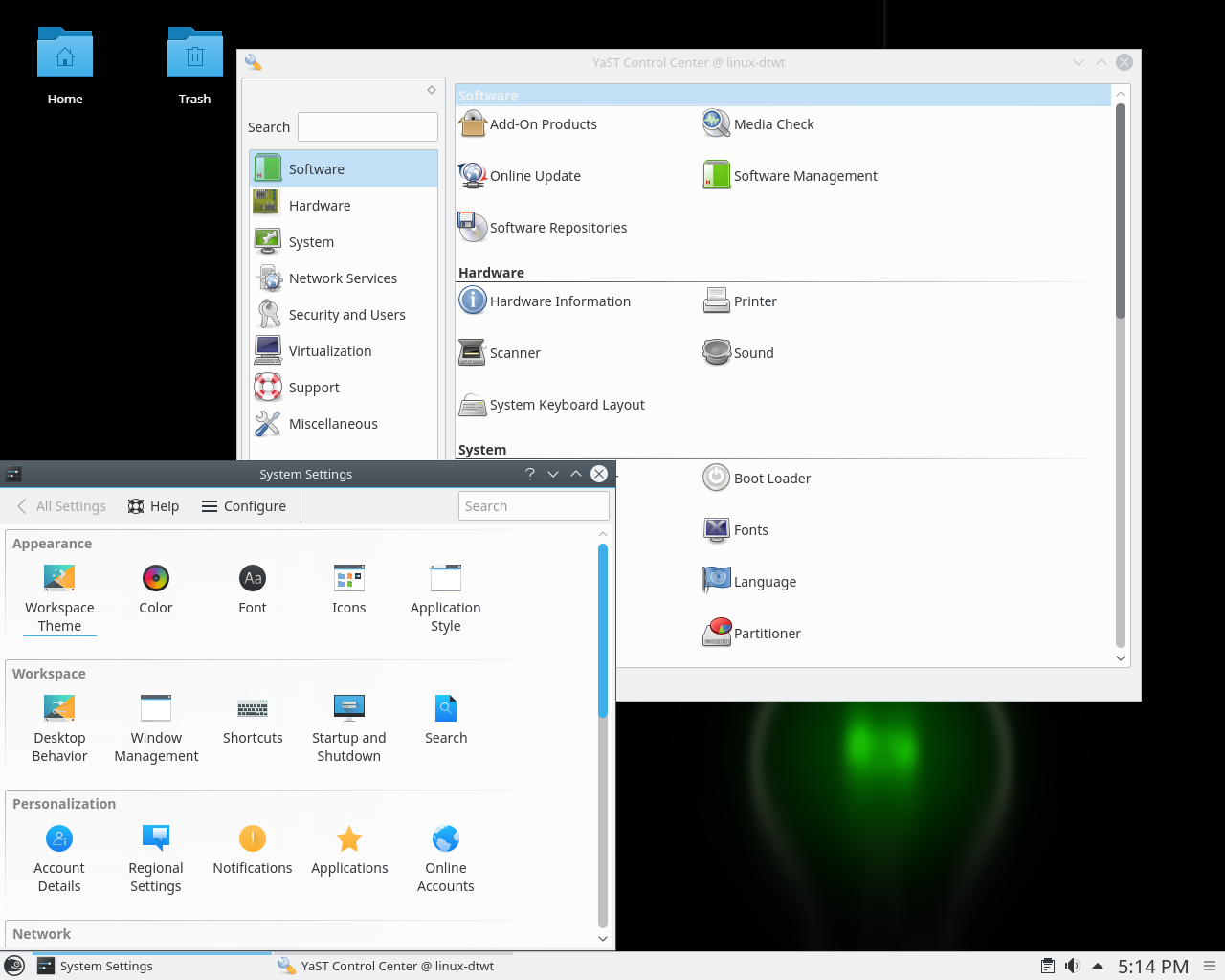 openSUSE desktop screenshot: 42.2 settings