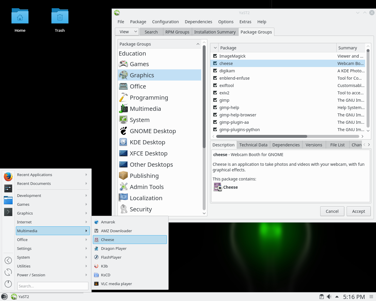 openSUSE desktop screenshot: 42.2 software