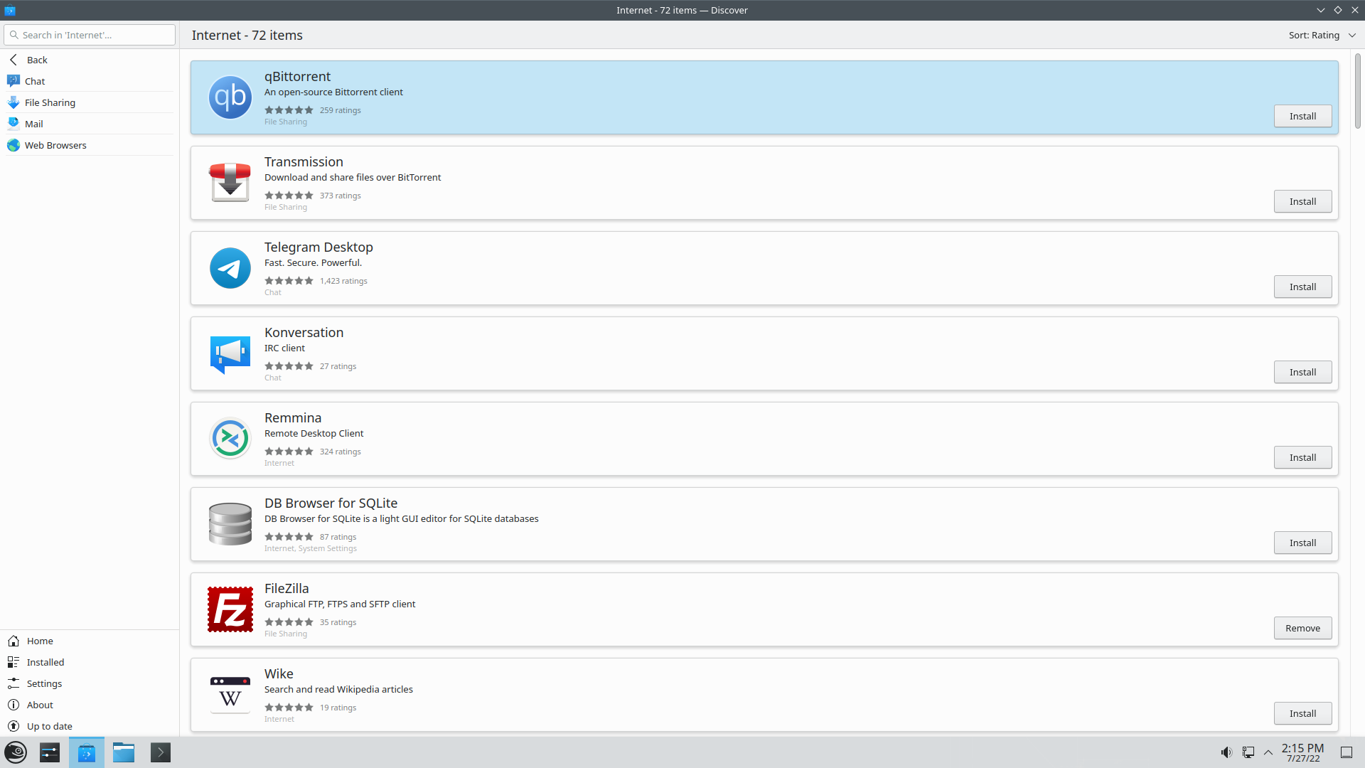 openSUSE desktop screenshot: microos 2022 discover