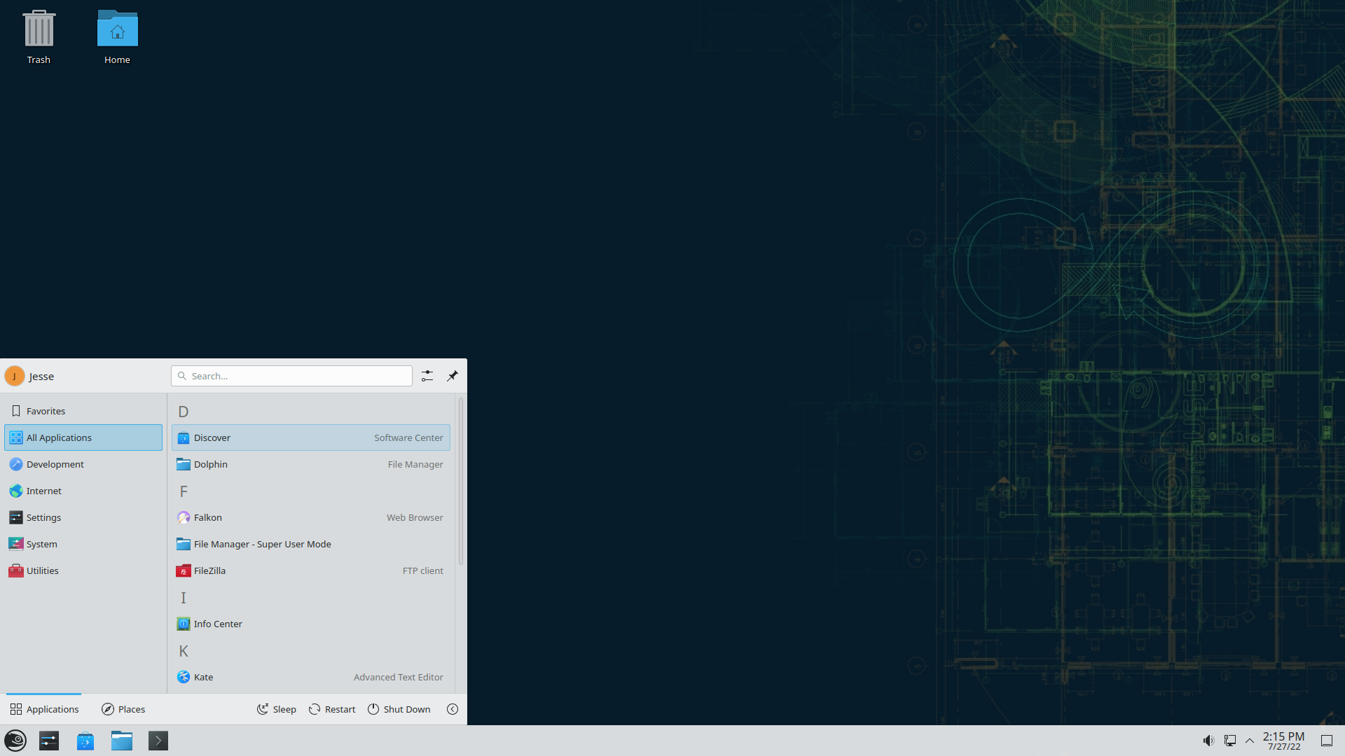 openSUSE desktop screenshot: microos 2022 menu
