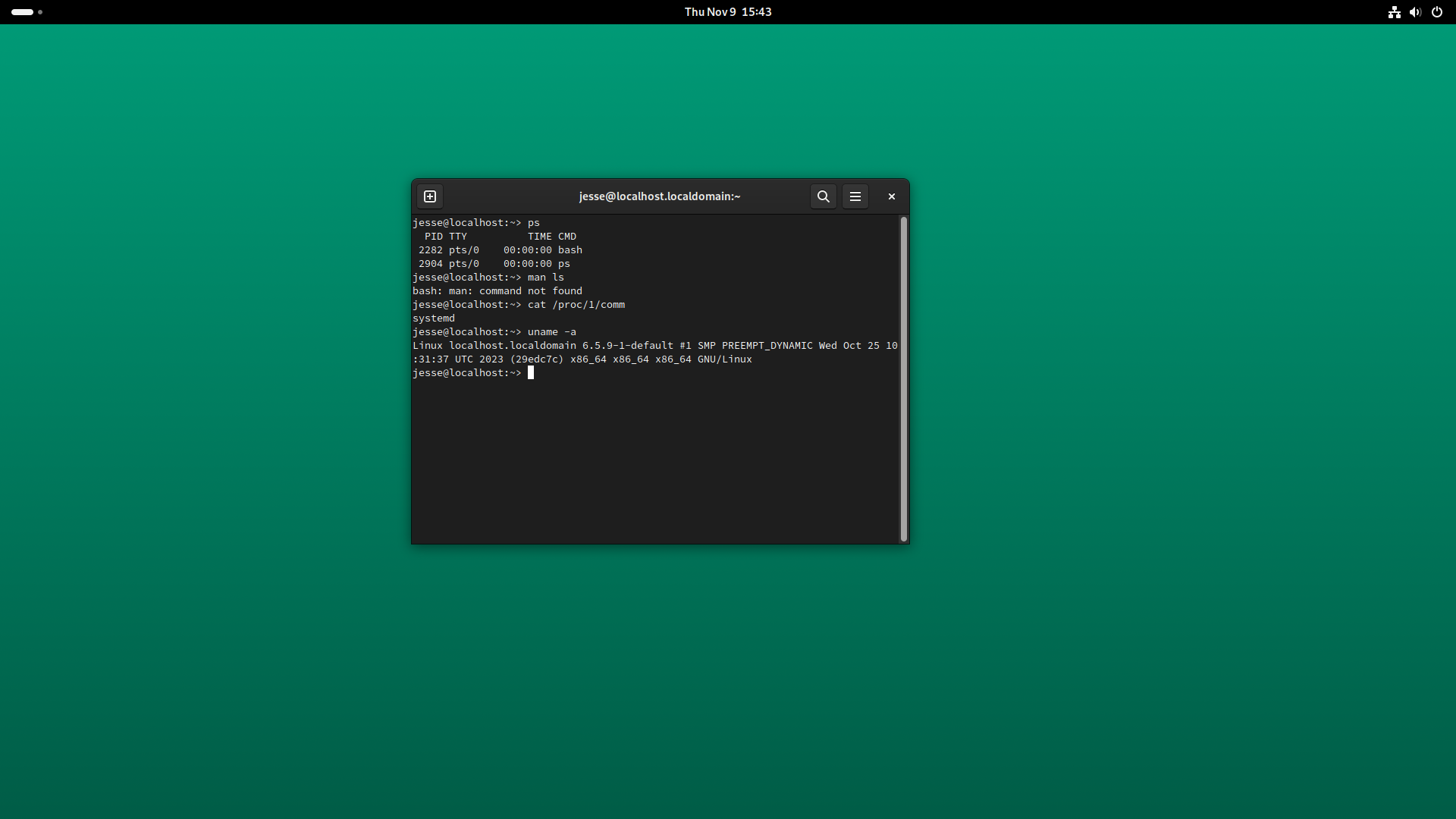 openSUSE desktop screenshot: microos 2023 terminal