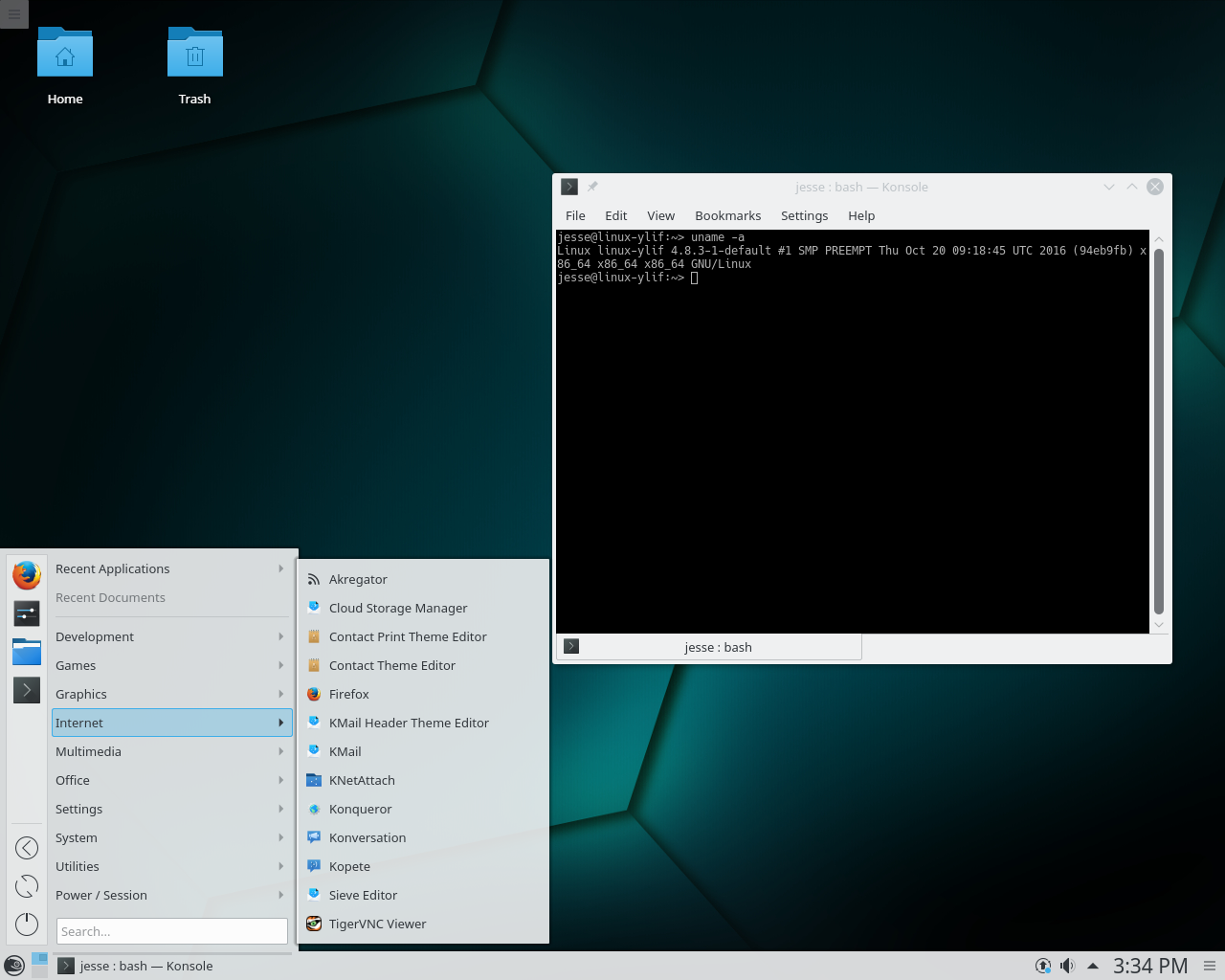 openSUSE desktop screenshot: tumbleweed 201610