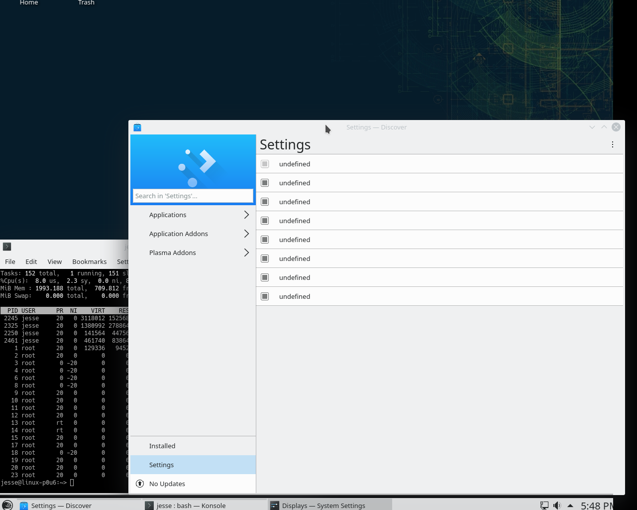 openSUSE desktop screenshot: tumbleweed 2018 discover