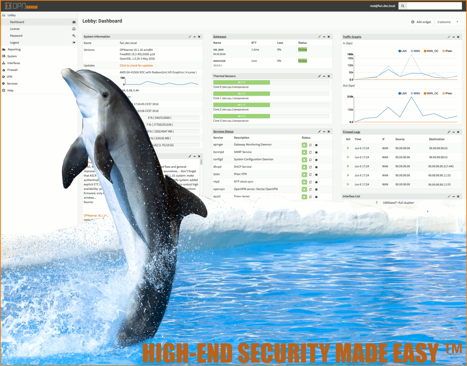 OPNsense desktop screenshot: 16.7