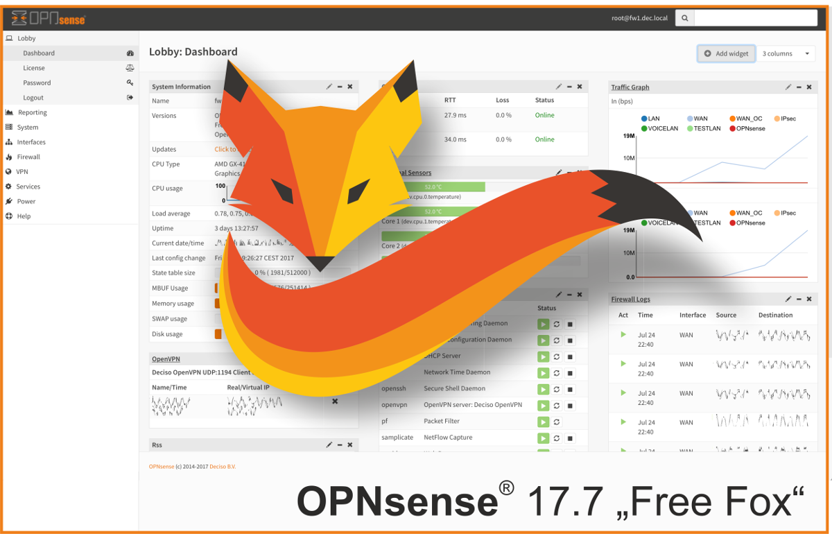 OPNsense desktop screenshot: 17.7