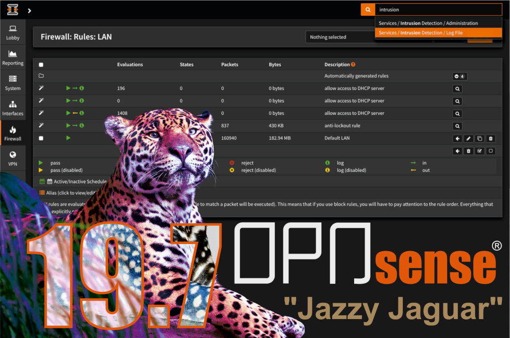 OPNsense desktop screenshot: 19.7