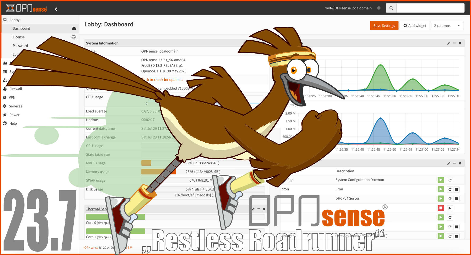OPNsense desktop screenshot: 23.7