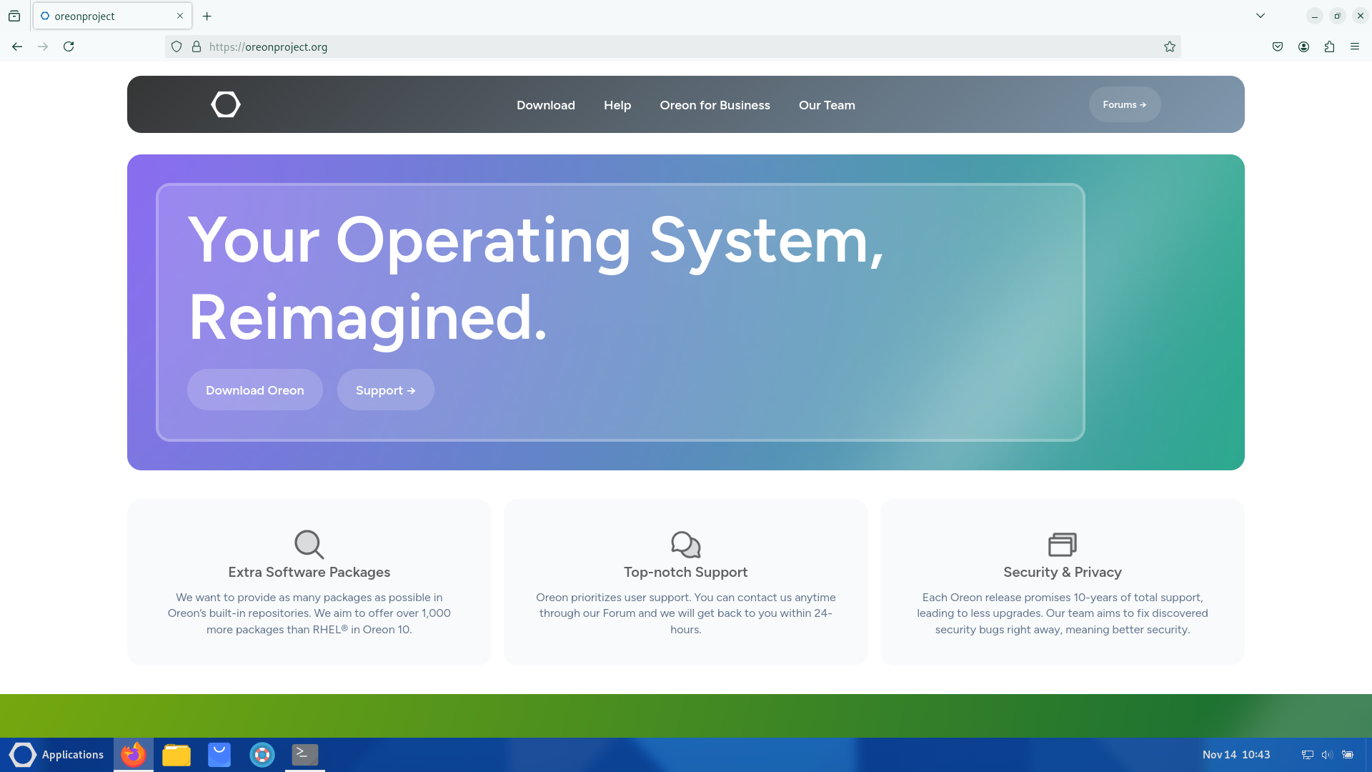 Oreon desktop screenshot: 9.3 firefox