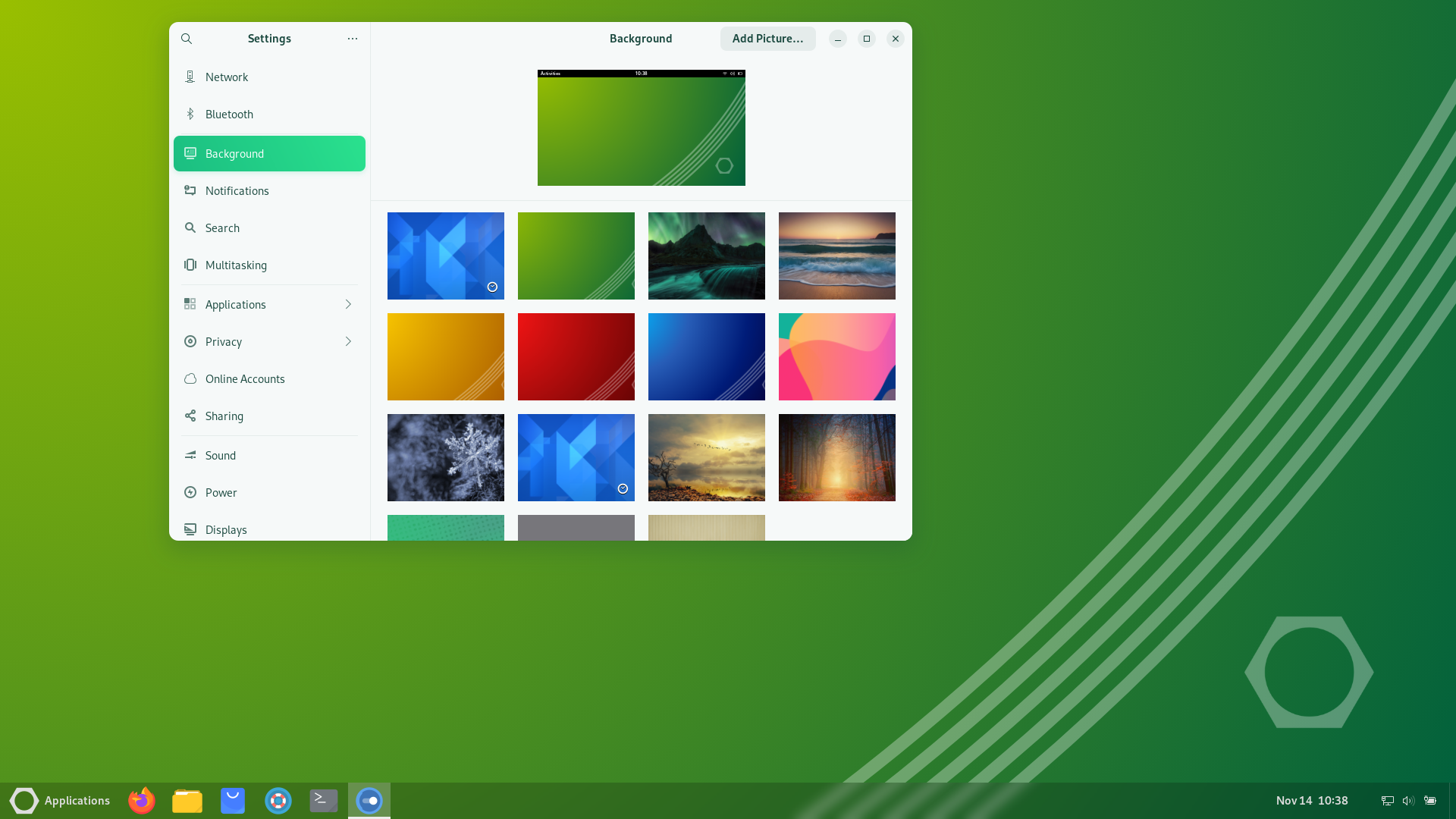 Oreon desktop screenshot: 9.3 settings
