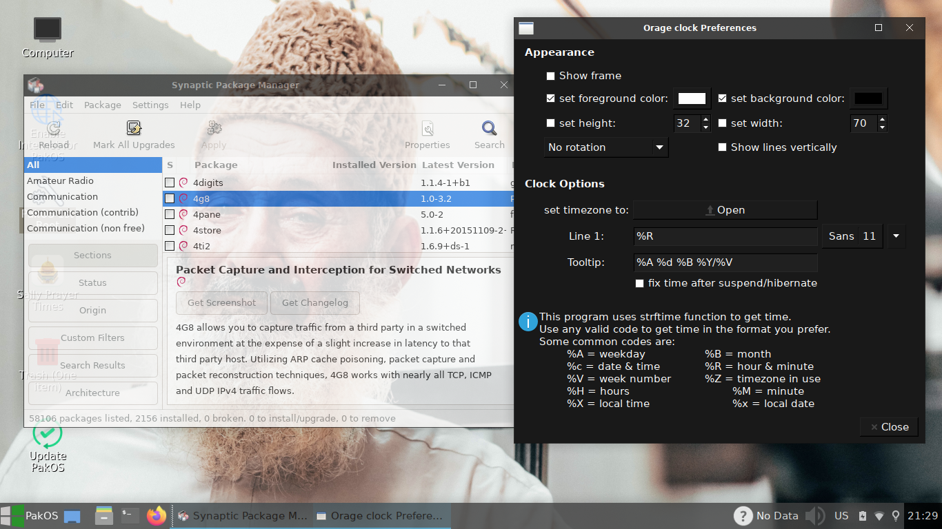 PakOS desktop screenshot: 2020 08 24 synaptic