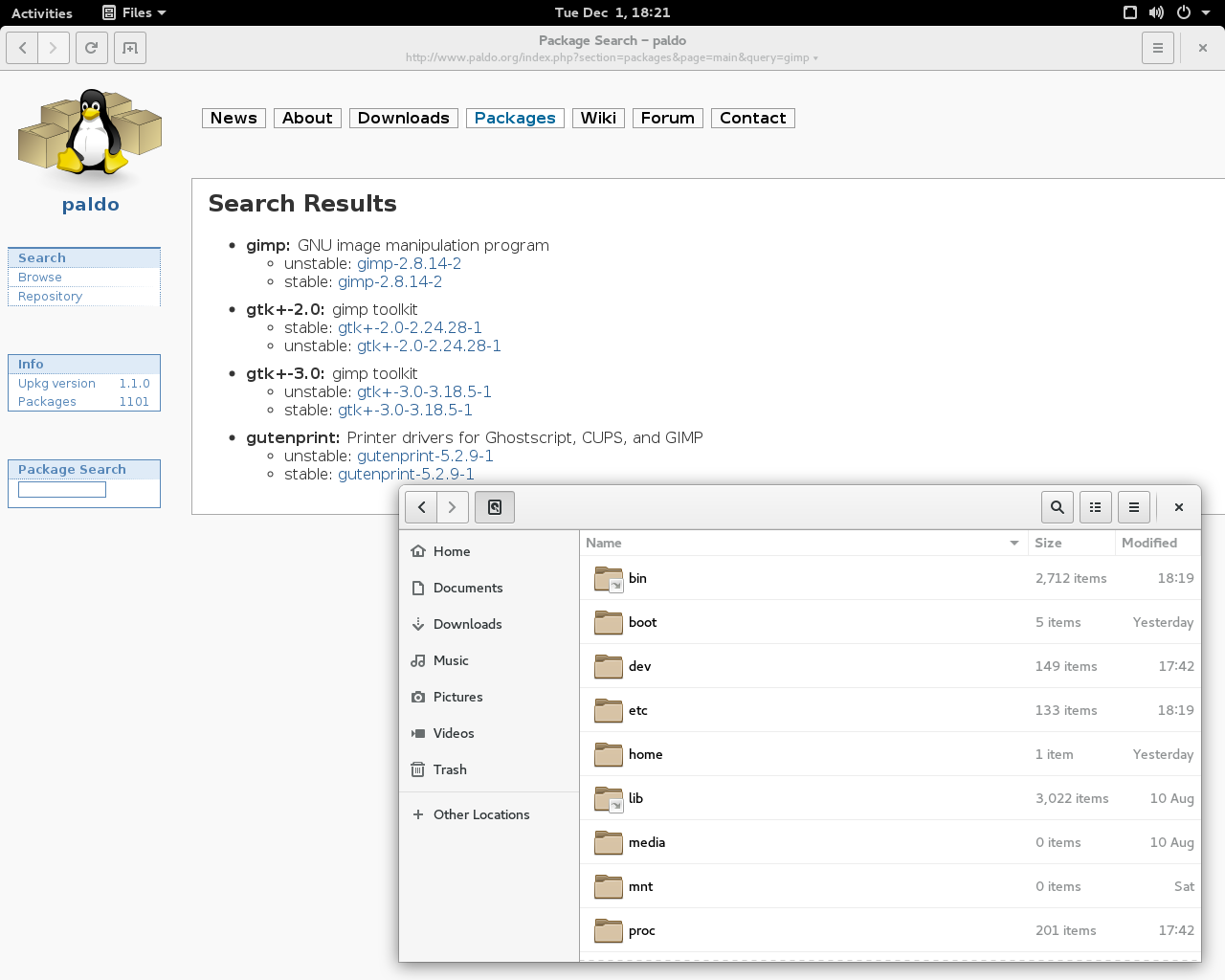 paldo desktop screenshot: 2015.12 packages