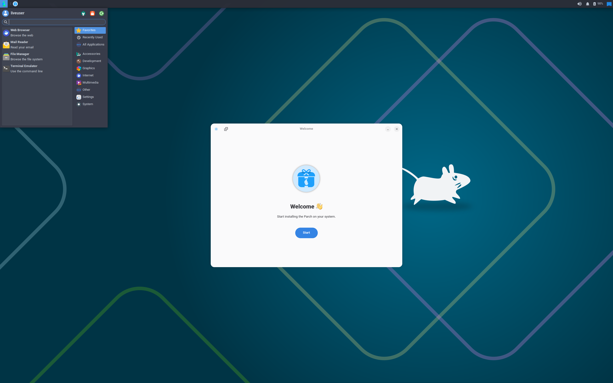 Parch desktop screenshot: 2026.07.08 xfce